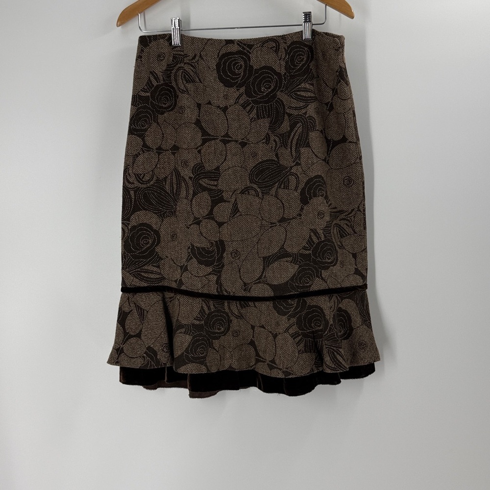 Boston Design wool blend career wear work skirt velvet detail